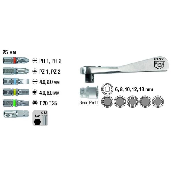 Einhell SOCKET/BIT-BOX+BELT CLIP 17PCS